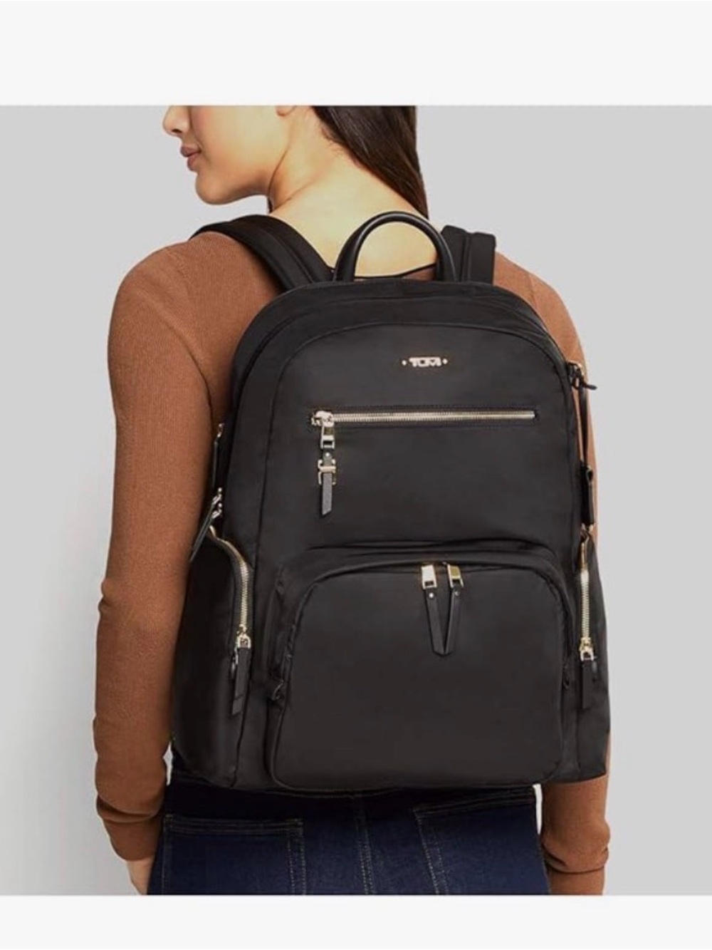 Tumi Black Nylon Backpack with Gold-Tone Hardware - Good both for school / trips